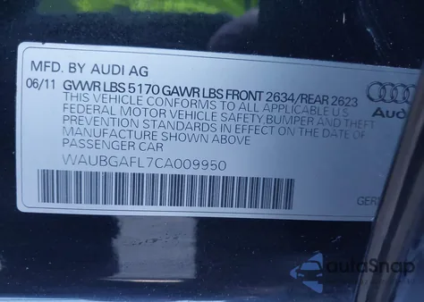 2012 Audi S4 3.0 Premium Plus из США, поврежденный, VIN WAUBGAFL7CA009950